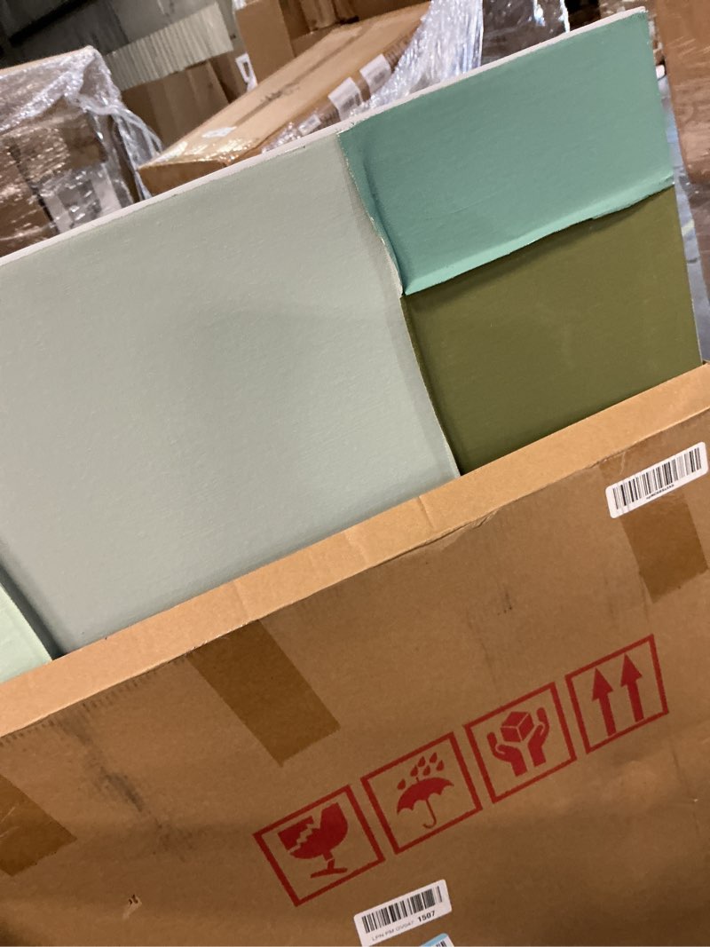 Condition photo showing Good Condition for hue7art modern abstract green and white hand paintingcanvas wall art minimalist layered color artwork for living room bedroom office contemporary wall decor 24x48 inch 48"l x 24"w green