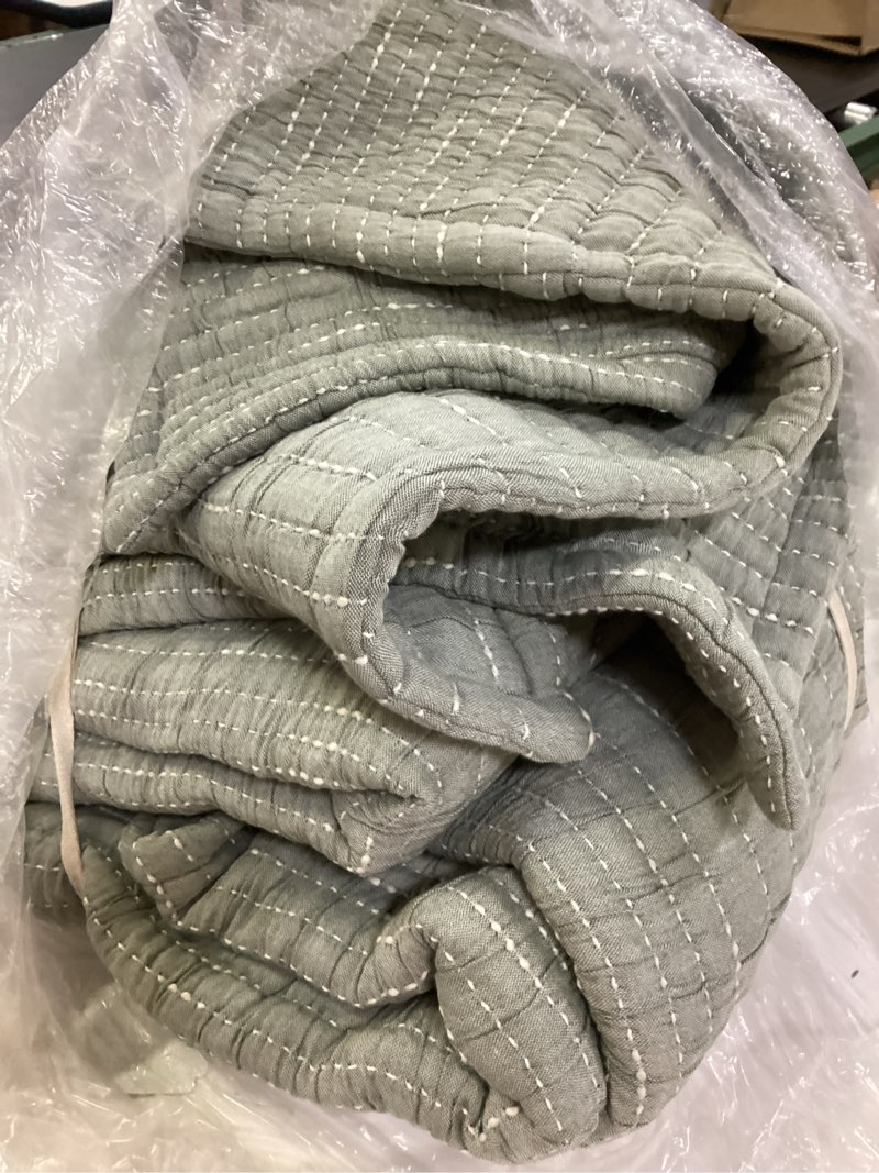 Condition photo showing Good Condition for organic cotton channel stitch sham set size: king/cal king color: green