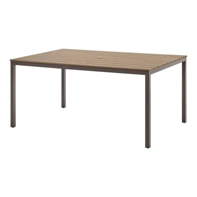 sandpoint brown rectangle metal 28. 5 in. outdoor dining table
