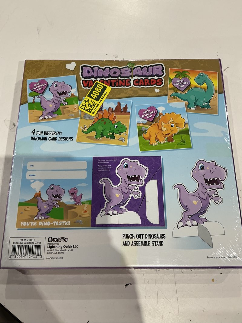 kangaroo 28 pack dinosaur valentines day cards with envelopes & stickers bulk - dino pop out cards f