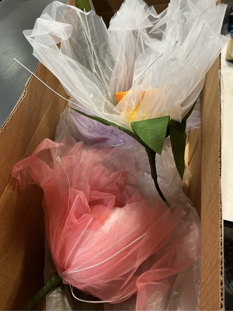 Condition photo showing Good Condition for leinuosen 3 pcs giant flowers for decoration 5.6 ft large organza flowers with stand for spring tea bridal shower wedding birthday party entrance decor corporate event photography booth indoor outdoor multi color classic