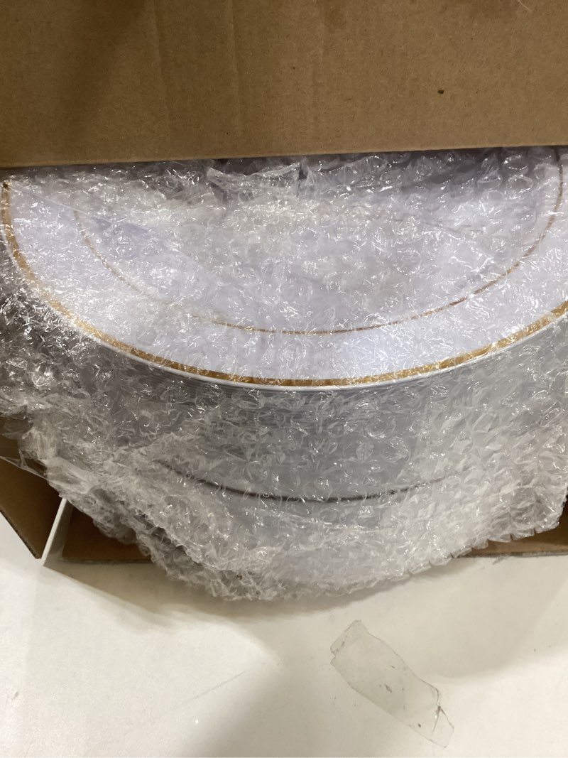 Condition photo showing New/Like New for bUCLA 100Pieces Gold Plastic Dinner Plates - 10.25inch White and Gold Plates Disposable for Party - Ideal for Wedding, Party & Daily Use Gold 10.25inch