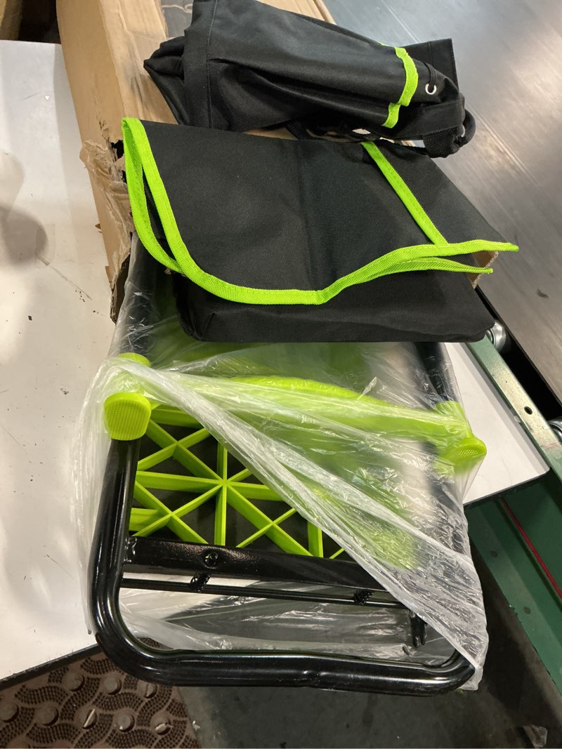 Condition photo showing Good Condition for garden kneeler and seat, heavy duty gardening stool with 1.8* thick detachable kneeling pad, foldable bench chair with tool pouch and bag for knee & back pain relief for women, men, seniors (green)