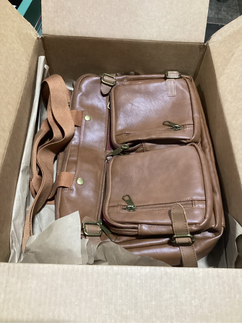 Condition photo showing Good Condition for Baosha Leather Laptop Briefcase Backpack Hybrid Large 17 inch Laptop bag Travel Carry on Backpack Vintage for Men HB-22 (Brown)