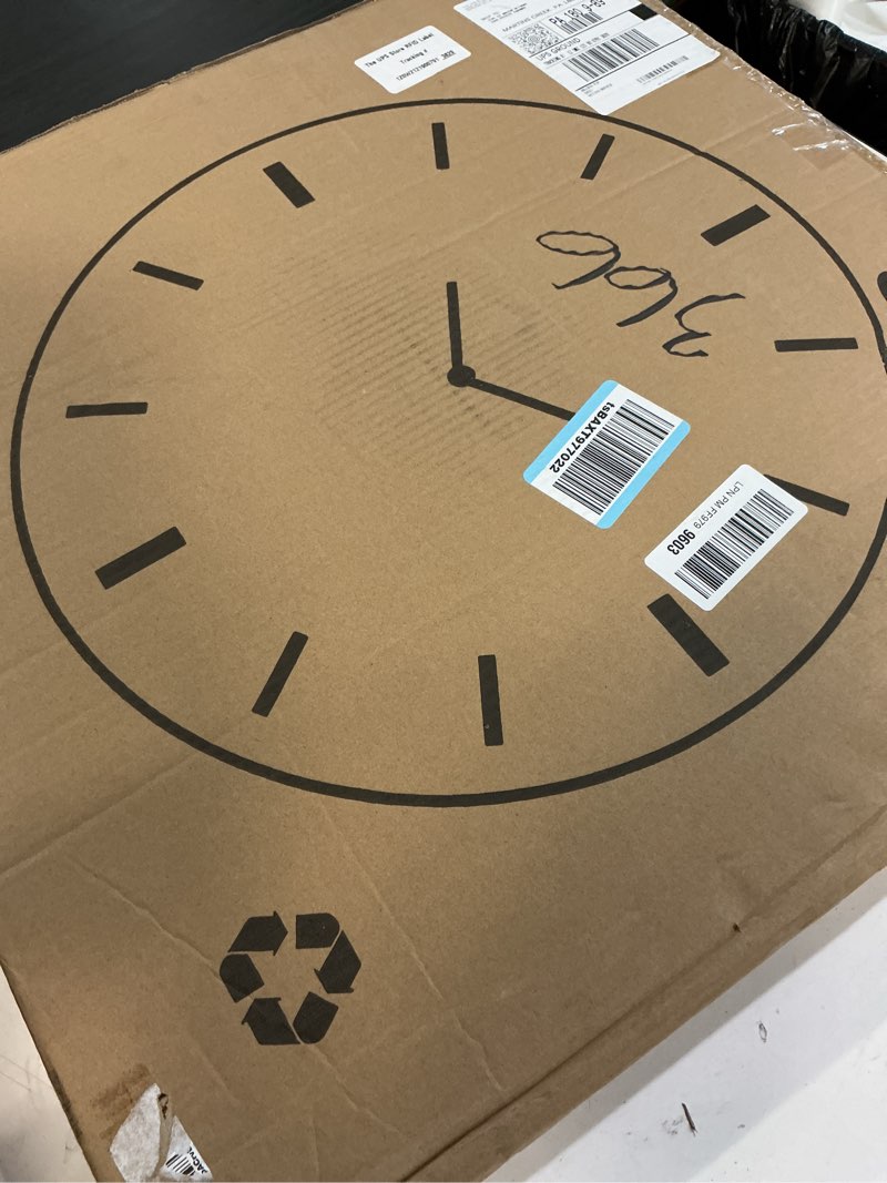 Condition photo showing New/Like New for 24 inch silent large wall clock battery operated for farmhouse kitchen,non-ticking retro wall clock with big numbers for living room,vintage wood clock for bedroom home country office school