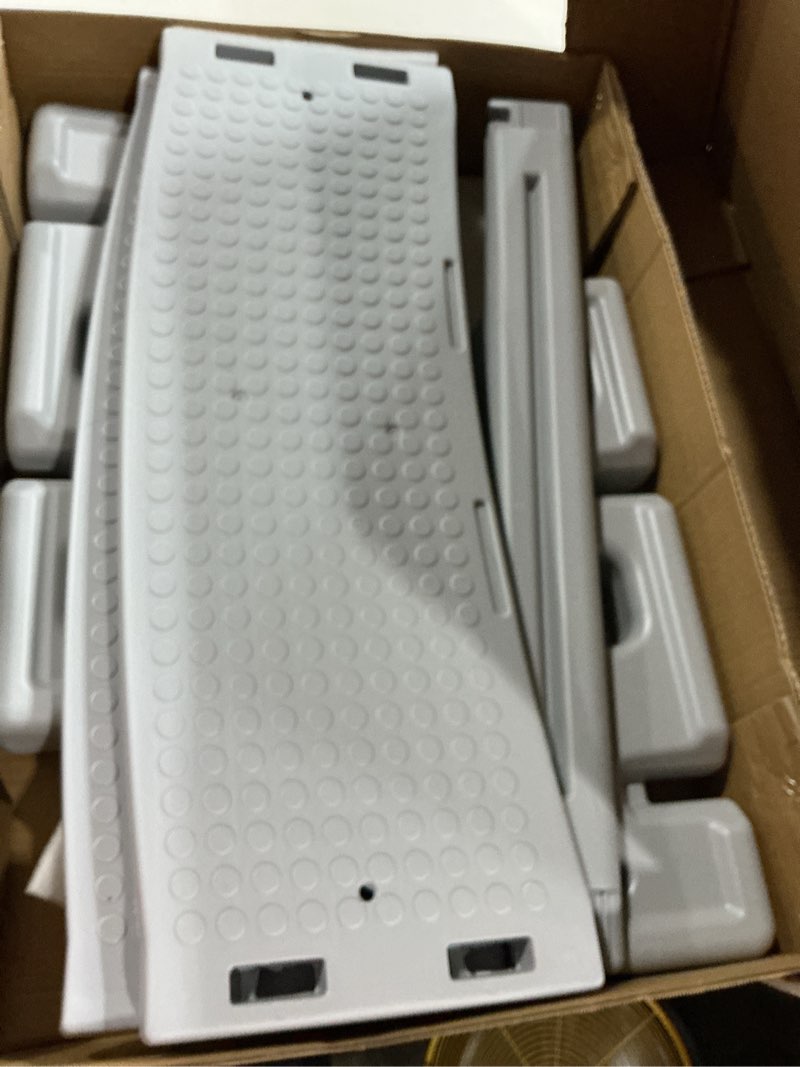Condition photo showing New/Like New for hot tub steps, 2-step non-slip spa steps for outdoor hot tubs, waterproof resin hot tub stairs, heavy duty patio & rv steps, easy assembly, supports up to 396 lbs, grey