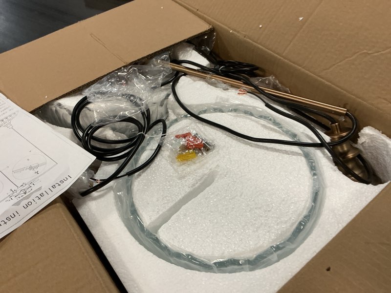 Condition photo showing Good Condition for hddfl vintage pendant lighting fixtures modern glass hanging lamp with adjustable cord for kitchen island dining room hallway 3 light brass and clear