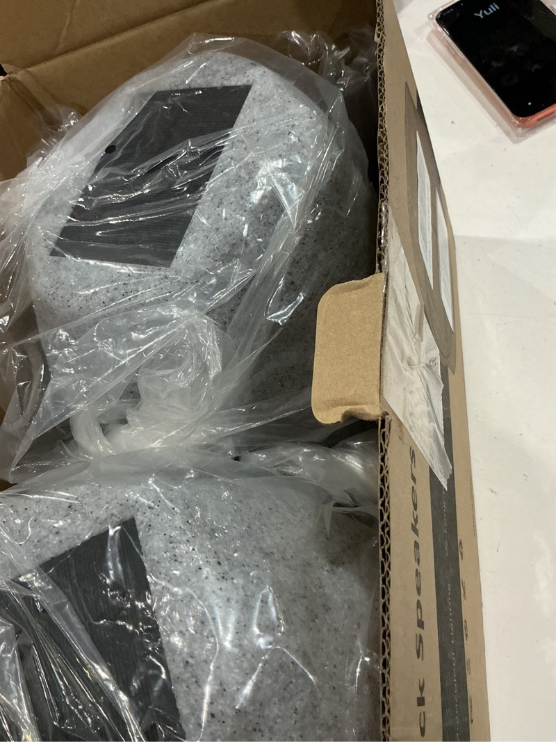 Condition photo showing Good Condition for outdoor solar rock bluetooth speakers with colorful lights, ipx7 waterproof speaker, solar-powered, tws paring, perfect for pool garden and outdoor activities - marble 2 pack (marble 2 pcs)