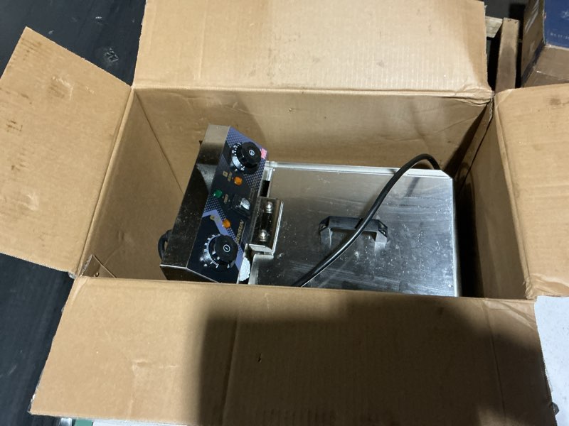 Condition photo showing As Is for rovsun 11.4qt electric commercial deep fryer with basket & lid, countertop kitchen frying machine, temperature adjustable stainless steel french fryer for french fries donuts onion rings 2500w