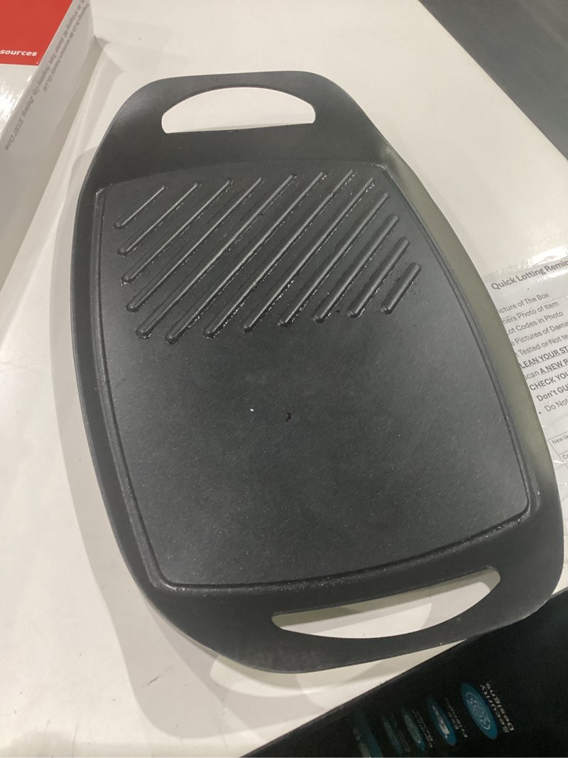 Condition photo showing Good Condition for techwood stove top griddle, 17"x11" nonstick 2 in 1 grill plate/griddle pan for indoor/outdoor cooking, pfoa free, oven & broiler safe, compatible with multiple stovetops, dishwasher safe