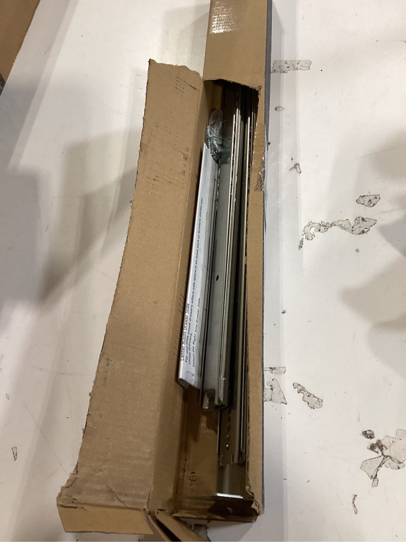 Condition photo showing As Is for lontan 2 pcs center mount drawer slides bottom mount for cabinet and dresser 18 inch heavy duty drawer rails 12.35" extension glide track 18 inch 2