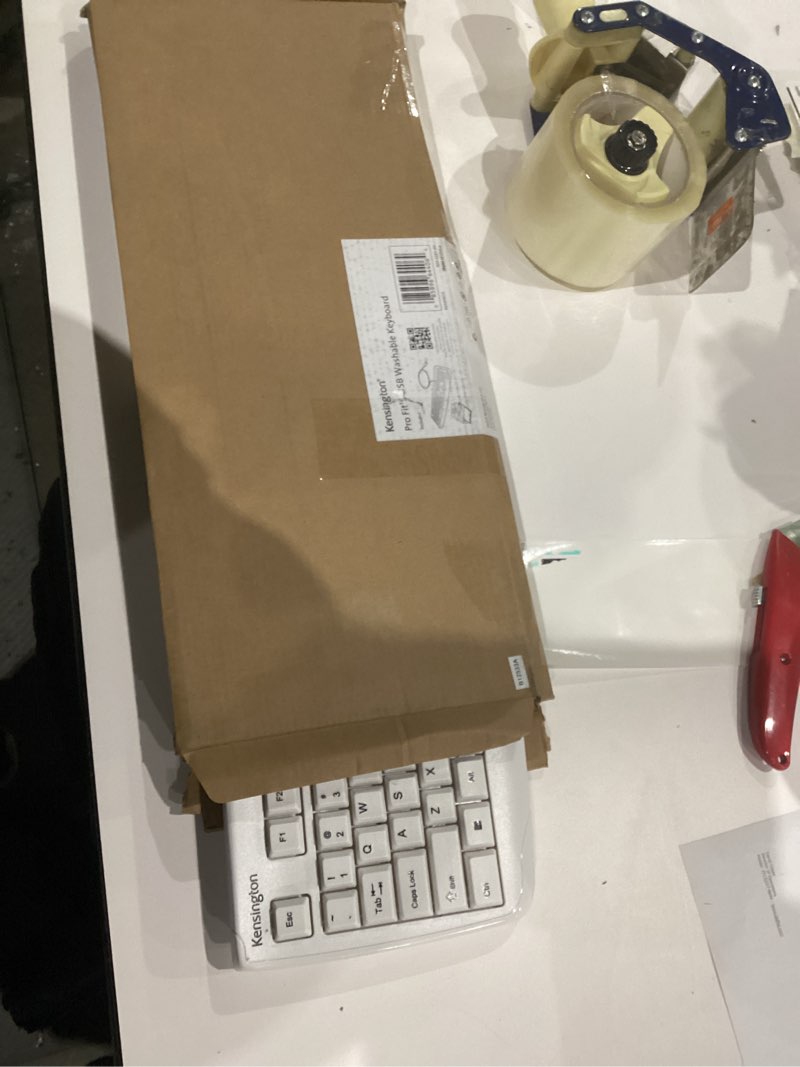 Condition photo showing As Is for Kensington Pro Fit USB Washable Keyboard, White (K64406US) keyboard - white