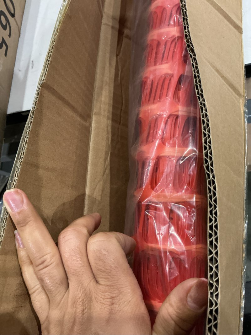 Condition photo showing Good Condition for nuanchu temporary safety fence 4 x 50 feet plastic mesh fencing roll reusable mesh fencing netting for garden, snow fence, animal barrier, swimming pool, poultry, deer, dogs, construction orange