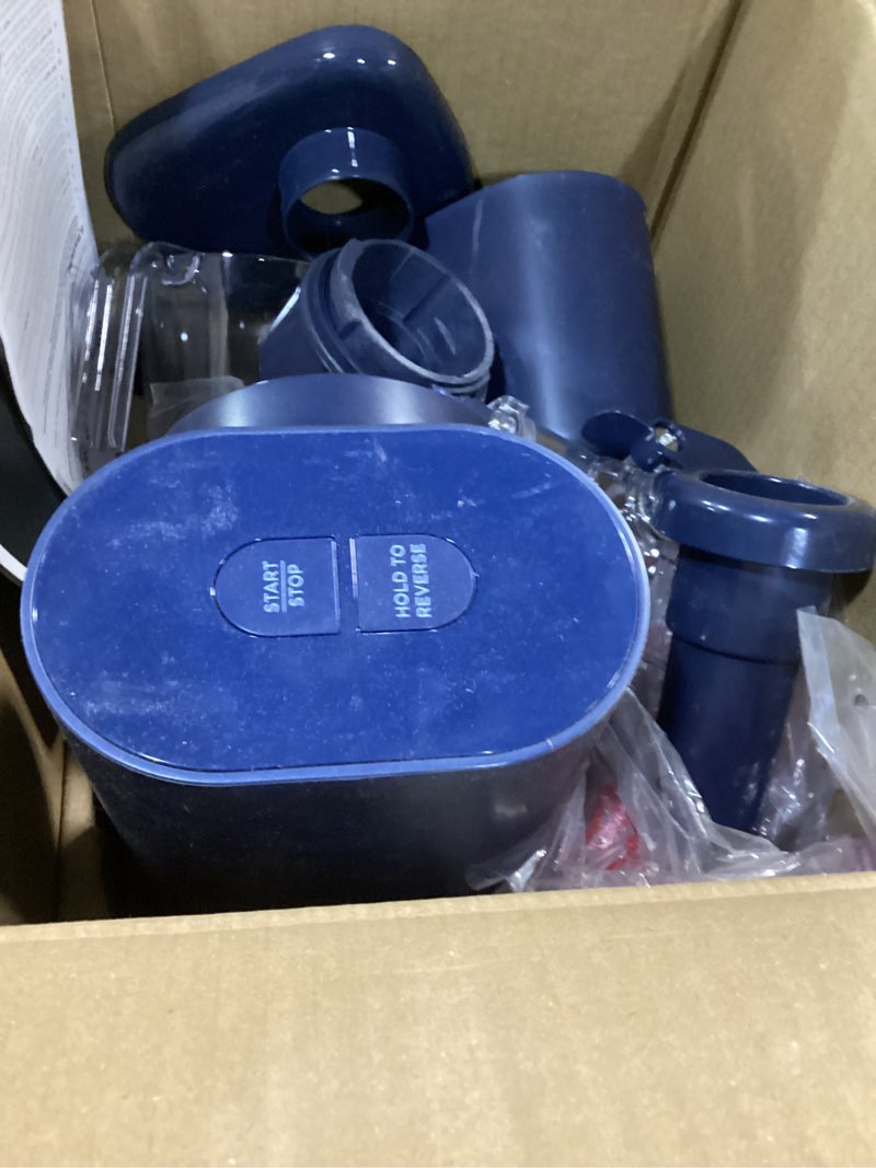 Condition photo showing As Is for Ninja NeverClog Cold Press Juicer, Powerful Slow Juicer with Total Pulp Control, Countertop, Electric, 2 Pulp Functions, Dishwasher Safe, 2nd Generation, Blue/Navy, JC151NV Blueberry