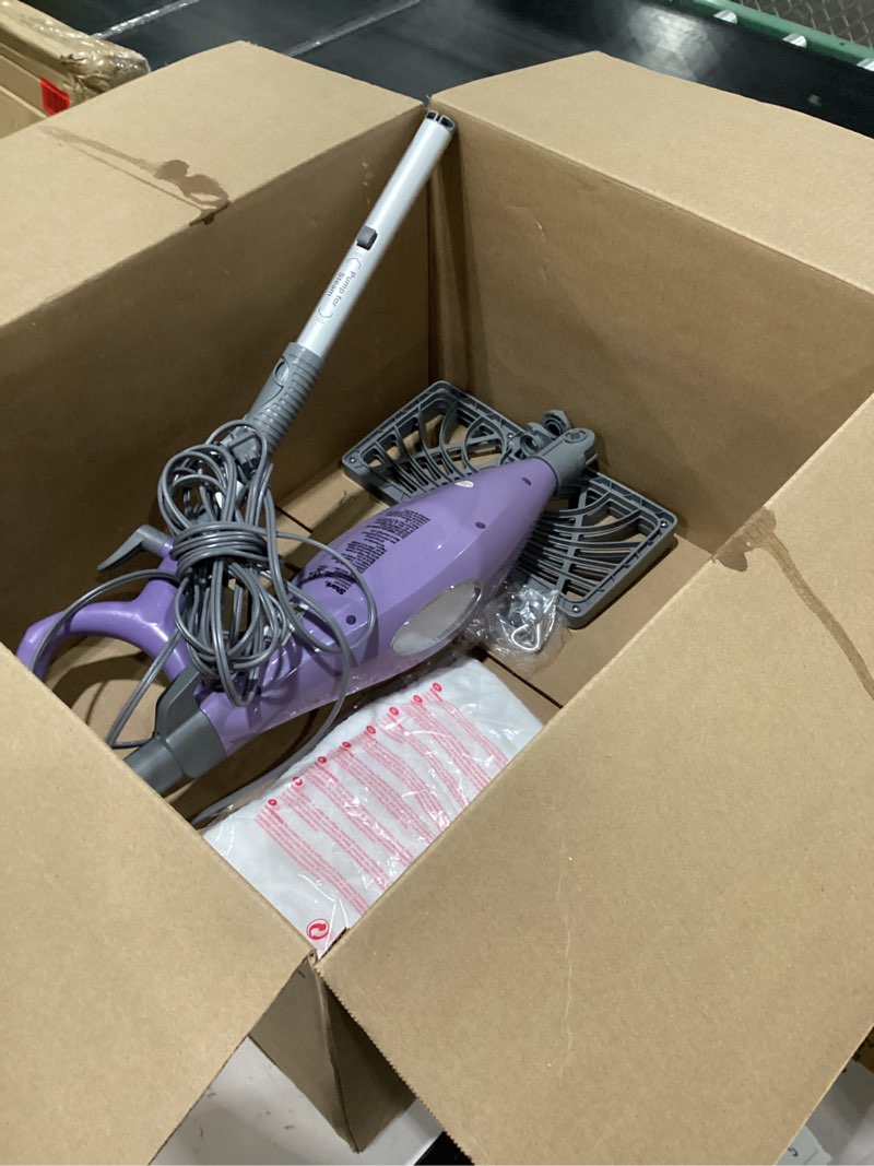 Condition photo showing Good Condition for shark steam pocket mop with 2 washable double-sided pads, steam sanitization, swivel steering, lightweight, steam cleaner for sealed hard floors, hardwood, marble, tile, purple, s3501 steam pocket essentials