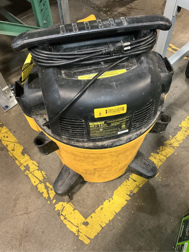 Condition photo showing As Is for dewalt 12 gallon stealthsonic ultra quiet poly wet dry vacuum, dxv12p-qta powerful suction noise reduction vac, 5.5 peak hp shop vacuum for jobsite/workshop, reduce motor noise, yellow