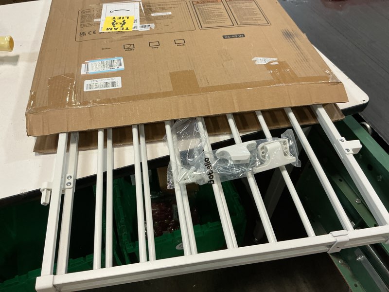 Condition photo showing Good Condition for Babelio Baby Gate for Stairs, Kitchen & Doorways, 26-43" W 28" H No Bottom Bar| Easy Installation| One-Handed Operation| Auto-Close| Hardware Mount (Drill Needed) Safety Dog/Pet Gate Indoor (White)