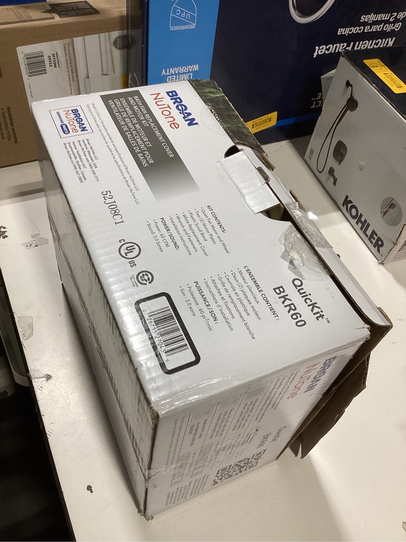 Condition photo showing As Is for broan-nutone bkr60 quickkit ultra-quiet bath fan replacement motor and cover/grille, 60 cfm, 20% more power, white