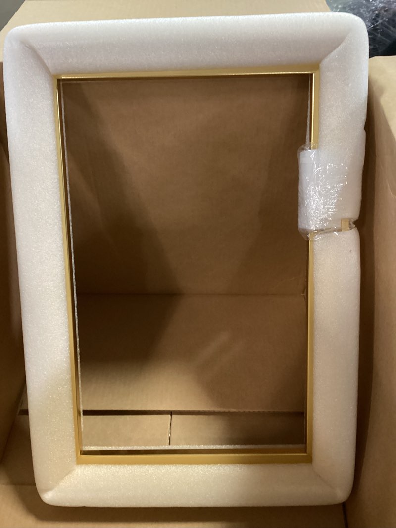 Condition photo showing Good Condition for 12x18 Canvas Floater Frames, Floater Frame for 0.9" Depth Canvas Paintings, Floating Frames for Art Prints Artwork, Floating Frame for Wall Decor (12"x18",Gold) Gold 12"x18"