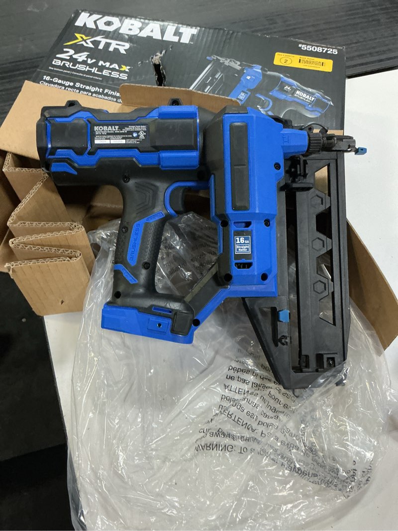 Condition photo showing As Is for kobalt xtr 2-1/2-in 16-gauge cordless straight finish nailer (battery and charger not included)
