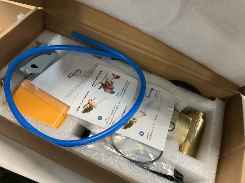 Condition photo showing Good Condition for ispring wsp50arb spin down sediment water filter, reusable with touch-screen auto flushing module and built-in housing scraper, brass top clear housing, 50 micron auto flushing 50-micron