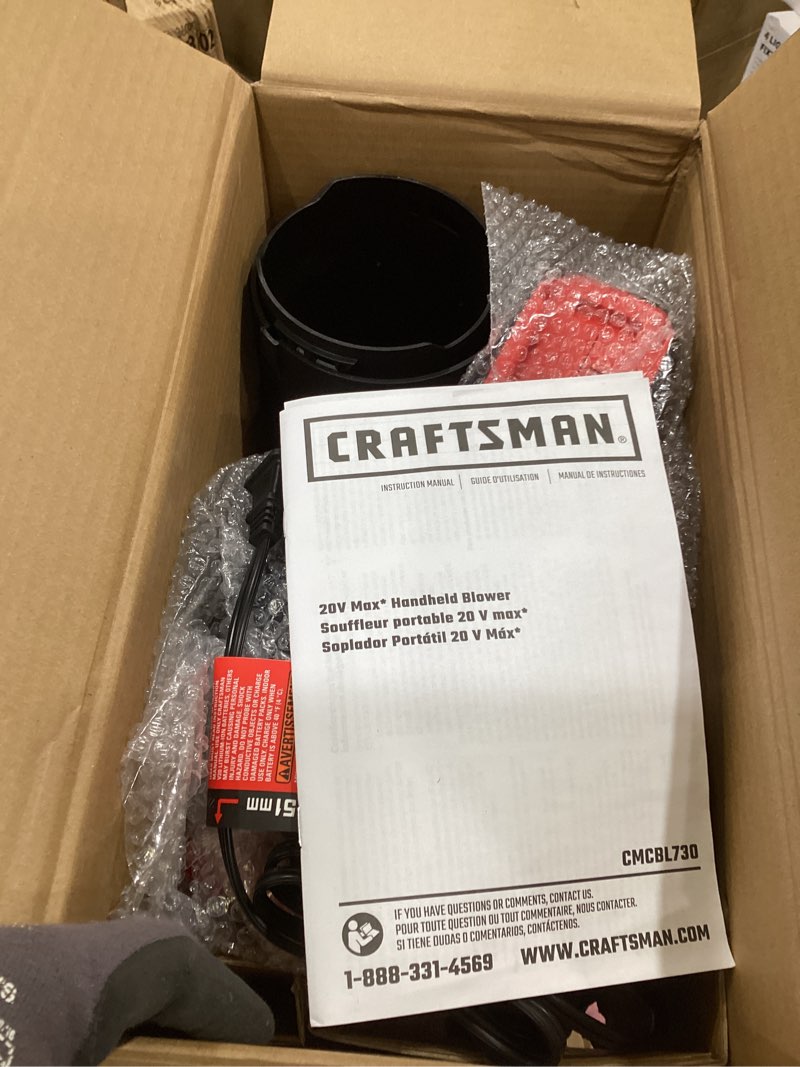 Condition photo showing Good Condition for craftsman leaf blower cordless with battery and charger v20 rp, up to 110 mph power, handheld electric leaf blower, brushless motor, lightweight, 5.0ah (cmcbl730p1)
