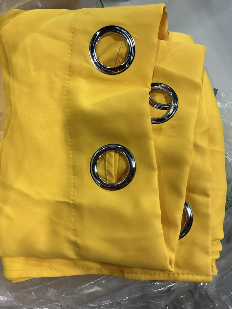 Condition photo showing Good Condition for nicetown bright yellow blackout curtains 84 inch long for bedroom - thermal insulated solid grommet light blocking window curtains & drapes for living room (2 panels, 52 x 84 inch, bright yellow) bright yellow 52\"w x 84\"l (pack of 2)