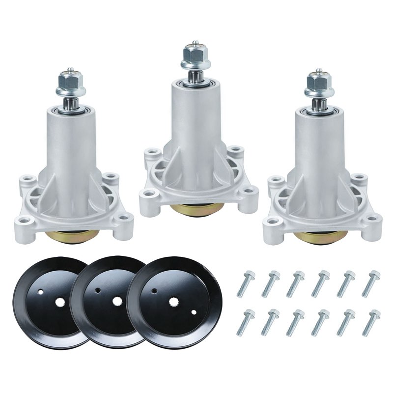 magorfas spindle assembly includes pulley and mounting bolts compatible with craftsman/husqvarna/ayp spindle 187292 192870 532192870 532187292 pulley 195945, 197473, 532195945 pack of 3