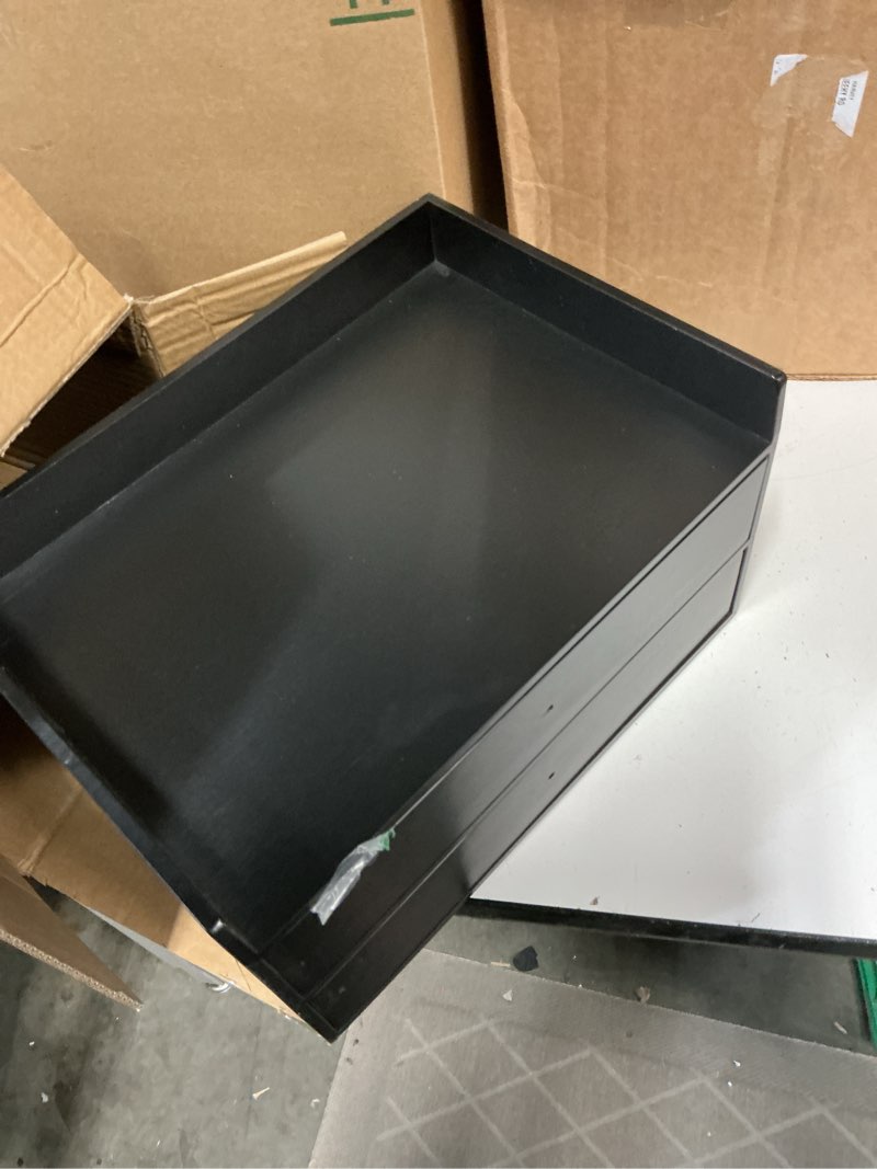 Condition photo showing Good Condition for Bamboo Desk Organizer with Drawers Wooden Desktop Storage Drawers for Bills Office Supplies Kitchen Utensils Organizing Tool for Home Classroom Organization No Assembly (2 Drawers, Black) Black 2 Drawers