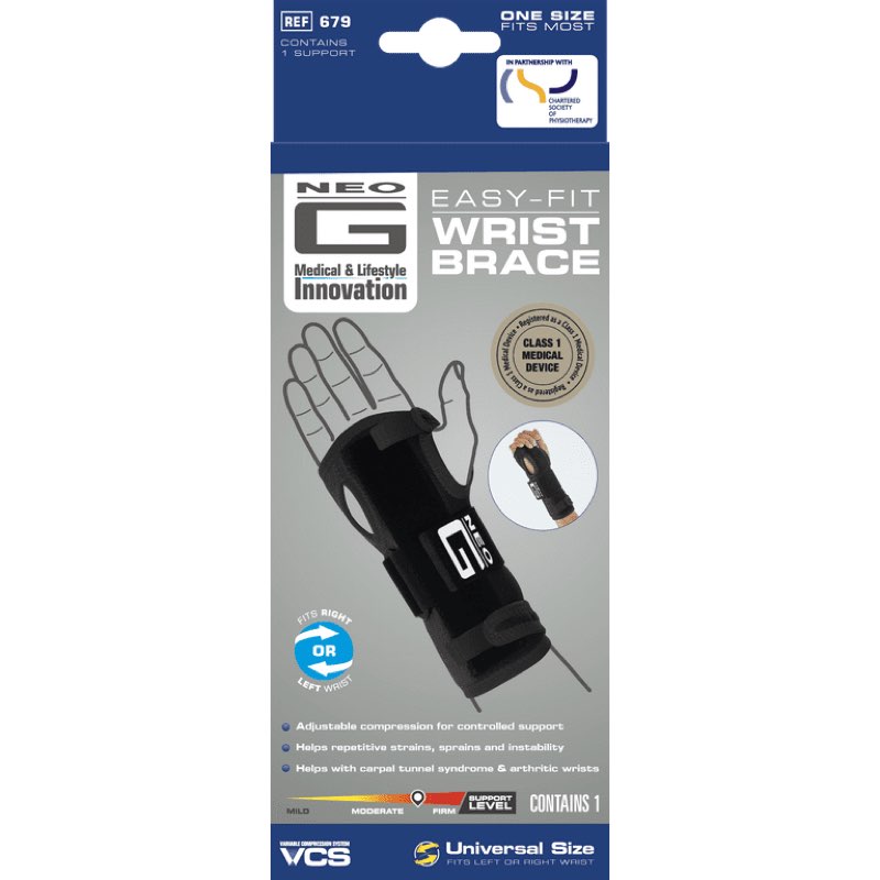 neo g easy-fit wrist brace adjustable support for carpal tunnel & tendonitis fsa/hsa eligible