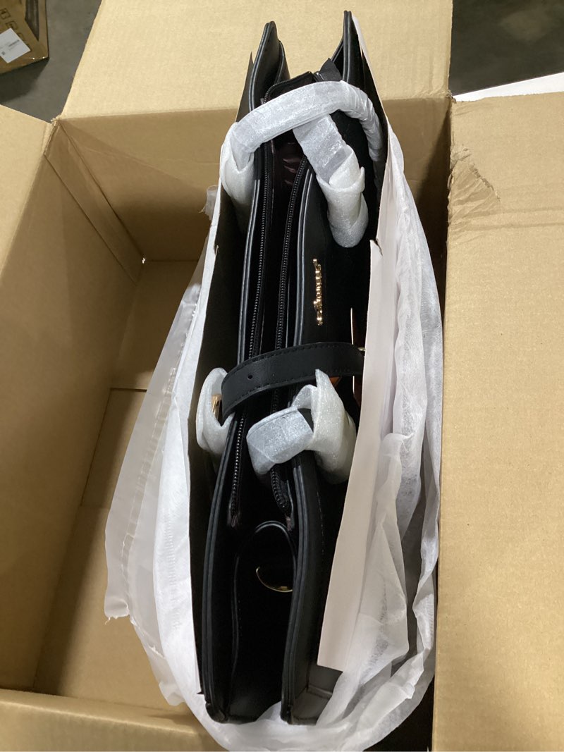 Condition photo showing As Is for LOVEVOOK Laptop Bag for Women 17.3 Inch Lightweight PU Laptop Tote Bag, Large Capacity Computer bag with Clutch Purse for Business, Work, Office, Travel, School, Casual(Black & Leather) Black & Leather 17 Inch