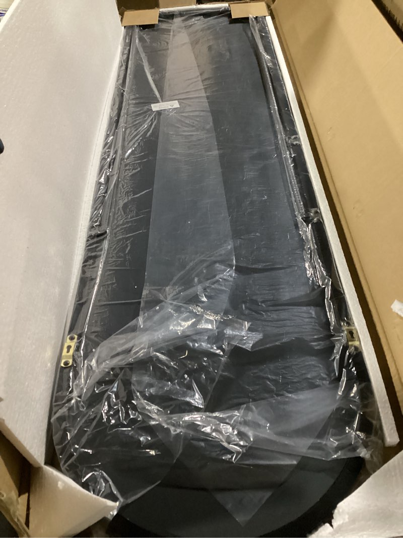 Condition photo showing Good Condition for trahome arched full length mirror, 56"x15" standing body mirror for wall, with aluminum alloy frame for bedroom, living room, dressing room(black)