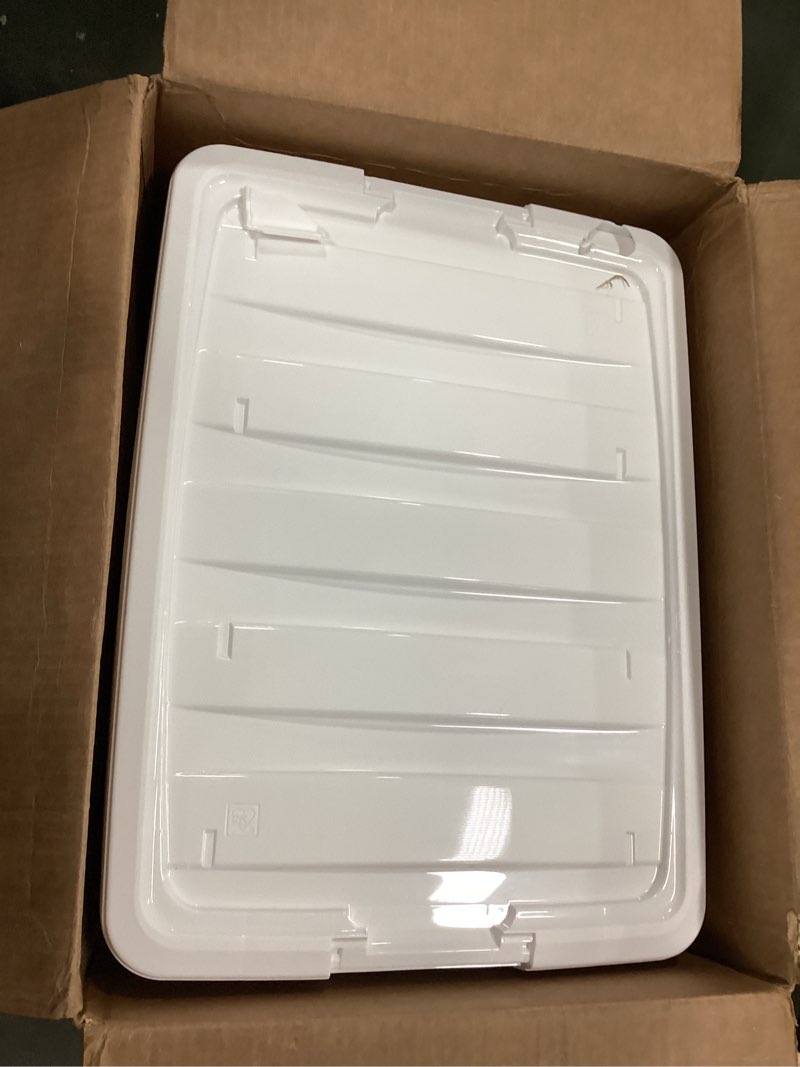 Condition photo showing Good Condition for IRIS USA 5-Pack 54 Quart Stackable Storage Bins with Lids [Made in USA] - Everyday Organizer Latching Clear Plastic Organization Containers Closet Bedroom Shelving Units Home Storage - Clear/White Clear 54 Qt CLR 5 Pack