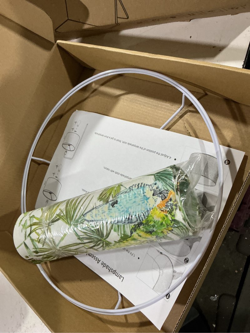 Condition photo showing Good Condition for green drum lampshade medium 13x13x10 in cheetah parrot leaf wildlife printed replacement cotton lamp shade for table lamps & bedside lamps spider fitter easy assembly required leopard 13*13*10in - 1pc