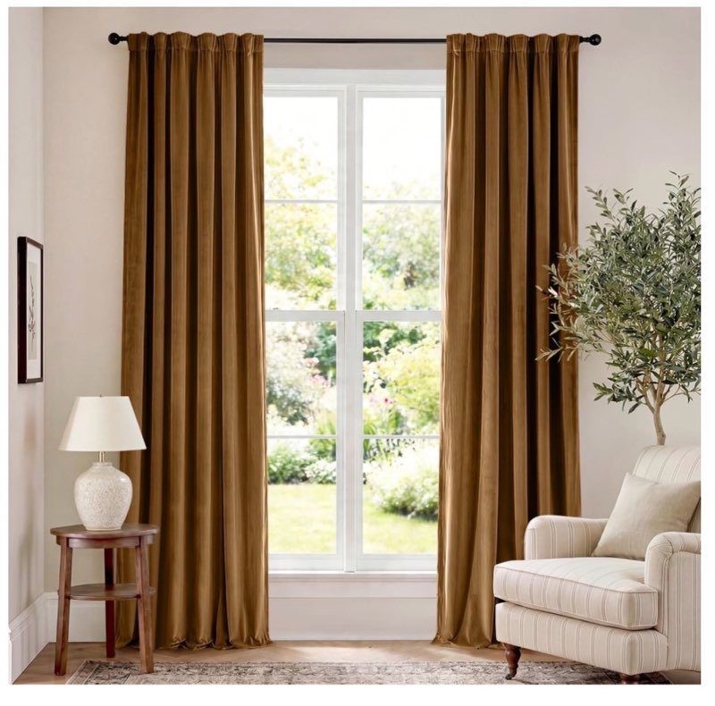 HPD Half Price Drapes Heritage Plush Velvet Curtains 108 Inches Long Room Darkening Curtains for Bed
