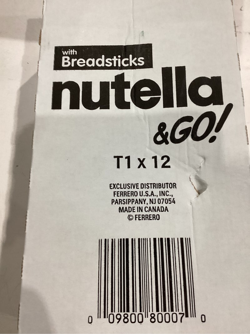 Condition photo showing New/Like New for Nutella & GO! Chocolate Hazelnut Spread with Cocoa + Breadsticks, 12 Snack Packs, 1.8 oz Each Other 1.8 Ounce (Pack of 12)