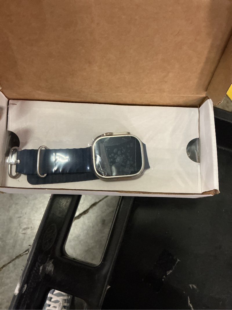 Condition photo showing Good Condition for apple watch ultra 2 [gps + cellular, 49mm] - titanium case with blue ocean band, one size (renewed) modern one size - fits 130-200mm wrists titanium case with blue ocean band without applecare+