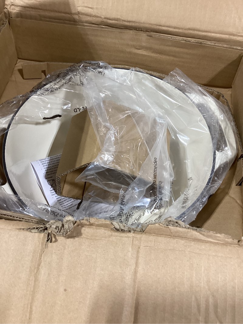 Condition photo showing Good Condition for Amazon Basics Enameled Cast Iron Dutch Oven Pot with Lid, Dual Handles, Heavy-Duty, Oven Safe for Stews, Roasting, Baking, 7.3-Quart, White White 7.3-Quart