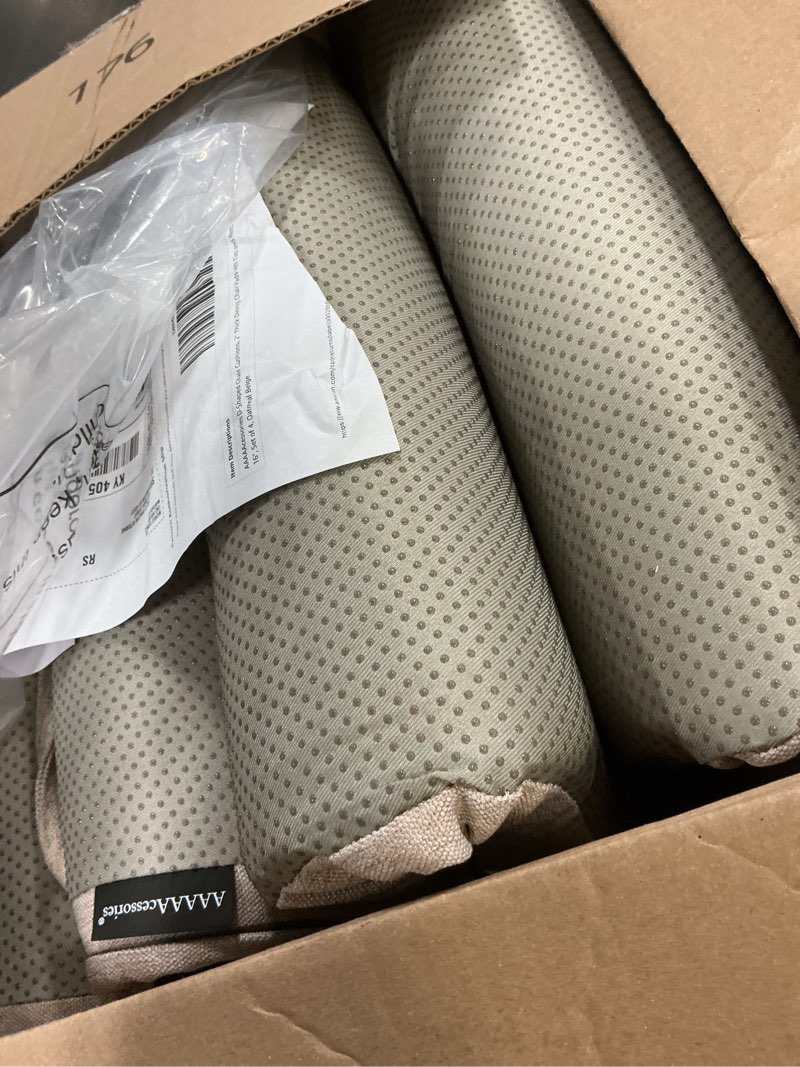 Condition photo showing Good Condition for aaaaacessories d-shaped chair cushions, 2" thick dining chair pads with ties and removable, machine-washable cover, 17" x 16", set of 4, oatmeal beige oatmeal beige 4 count(pack of 1)