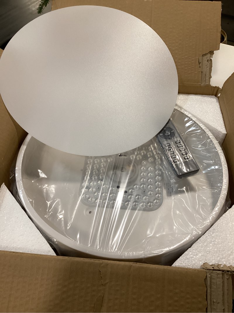 Condition photo showing Good Condition for White Flush Mount Ceiling Light 15 inch LED Dimmable Ceiling Lamp Remote Control 36W 5CCT(2700K-5000K) Bedroom Lamp Light Fixture for Bedroom Foyer Kitchen Entryway Closet Hallway White- Remote Control 15 inch