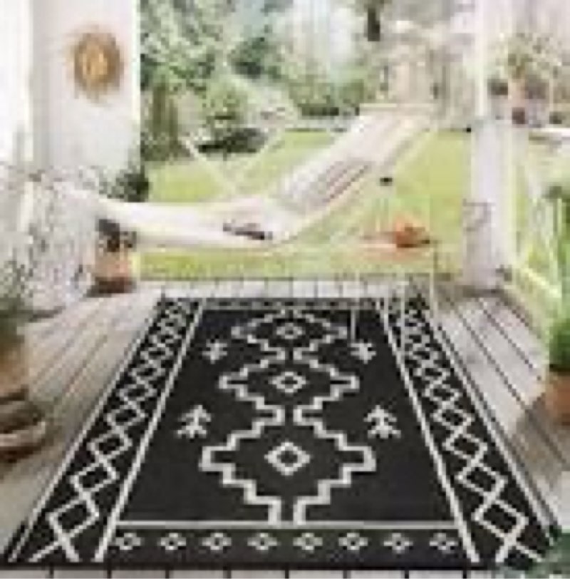 uphome outdoor rugs 8x10 waterproof, reversible tan boho rv camping rug, patio plastic straw outside
