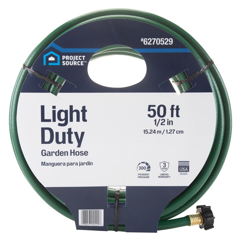 Project Source 1/2-in x 50-ft Light -Duty Vinyl Green Hose
