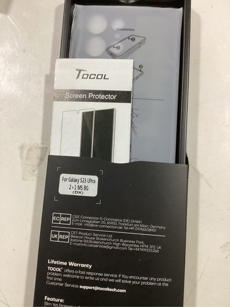 Condition photo showing New/Like New for TOCOL for Samsung Galaxy S23 Ultra Case, [Upgraded Full Camera Cover] with 2 Pack Soft Screen Protector [Military Drop Protection] Shockproof Translucent Matte Back S23 Ultra Case 6.8", Matte Black Galaxy S23 Ultra Matte Black