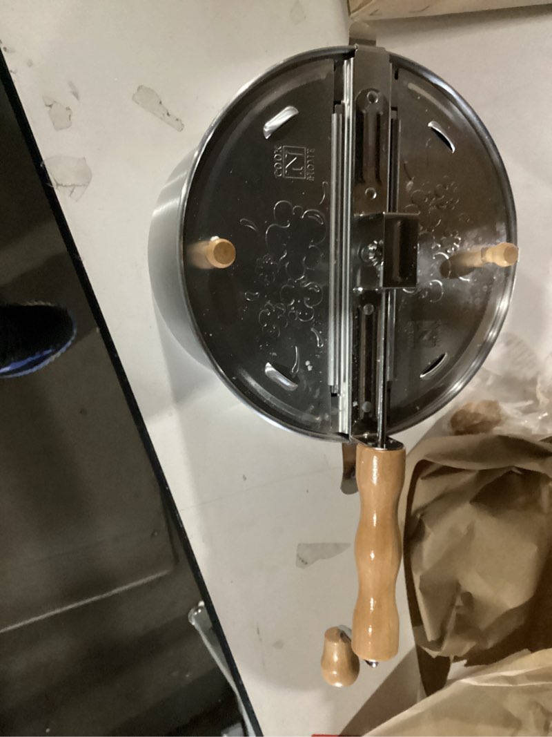 Condition photo showing Good Condition for Cook N Home Stovetop Popcorn Popper with Crank, 6-Quart Aluminum Popcorn Pot, Silver Brushed Aluminum 6 Quarts