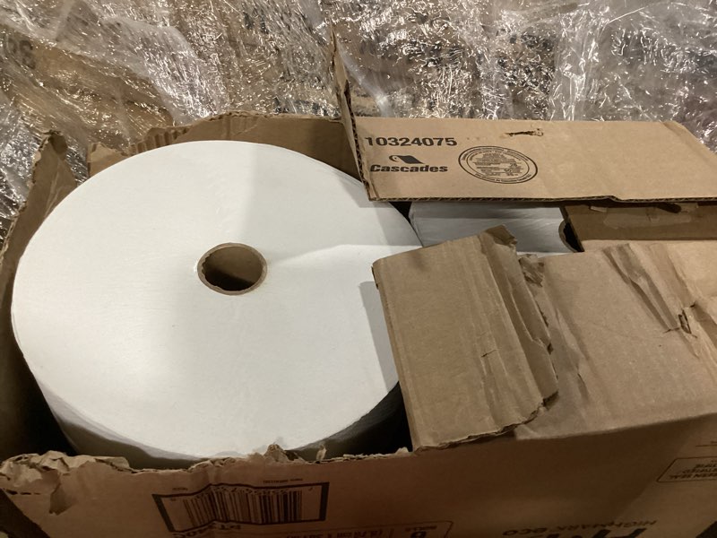 Condition photo showing As Is for highmark® eco jrt 2-ply jumbo toilet paper, 1250' per roll, 100% recycled, pack of 6 rolls