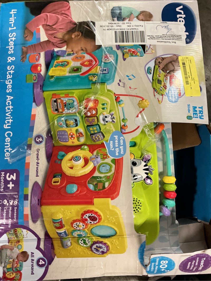 Condition photo showing As Is for vtech baby 4-in-1 steps & stages activity center with accessories, ages 3 to 24 months