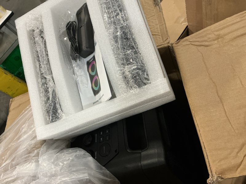 Condition photo showing Good Condition for VeGue Karaoke Machine, Wireless Bluetooth PA System for Adults & Kids with Dual 8'' Subwoofers, 2 UHF Wireless Mics, Colorful LED Lights, Ideal for Home Karaoke, Party, Stage Performance (VS-0808)