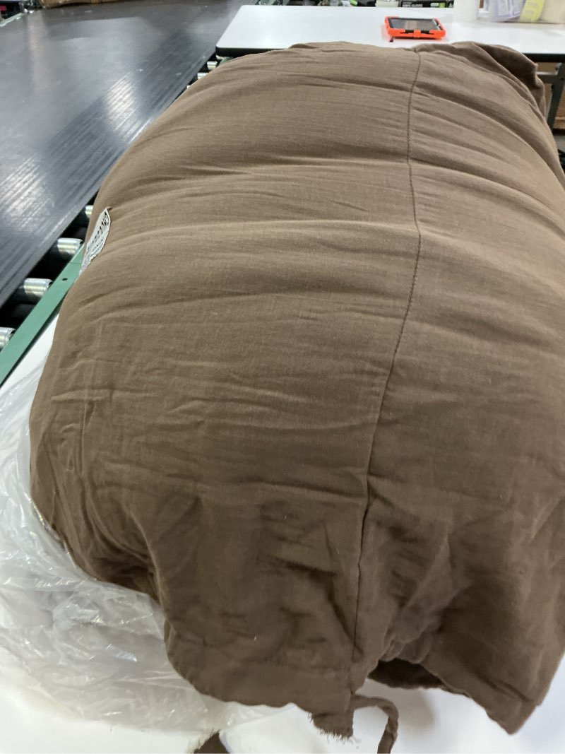 Condition photo showing As Is for organic cotton gauze dream quilt, king/cal king, chocolate