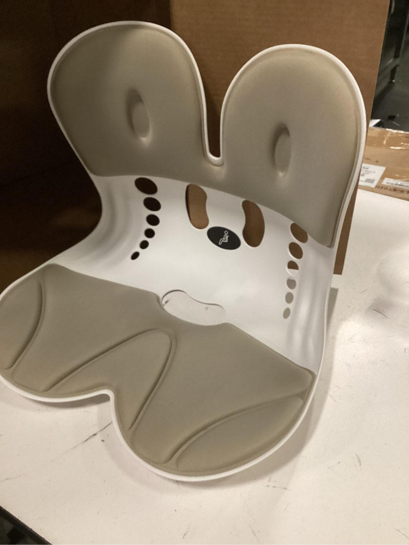 Condition photo showing Good Condition for Ergonomic Back Support for Office Chair Cushion with Lumbar Pillow, Posture Corrector for Desk Chairs, Comfortable Memory Foam Seat Cushion for Lower Back Pain Relief, Beige Beige Medium