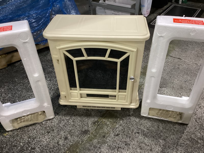 Condition photo showing New/Like New for duraflame electric fireplace stove 1500 watt infrared heater with flickering flame effects - cream  dfi-591-04